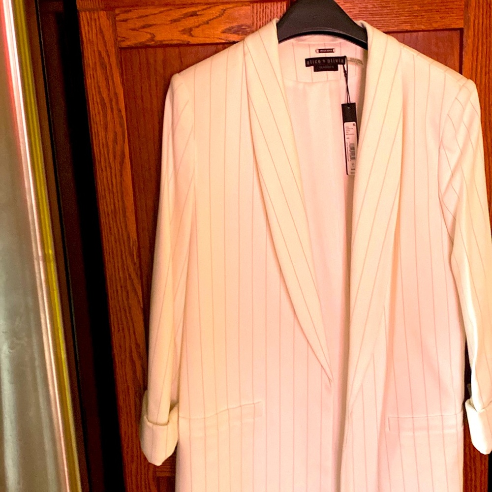 Alice and Olivia NWT Long pinstripe blazer